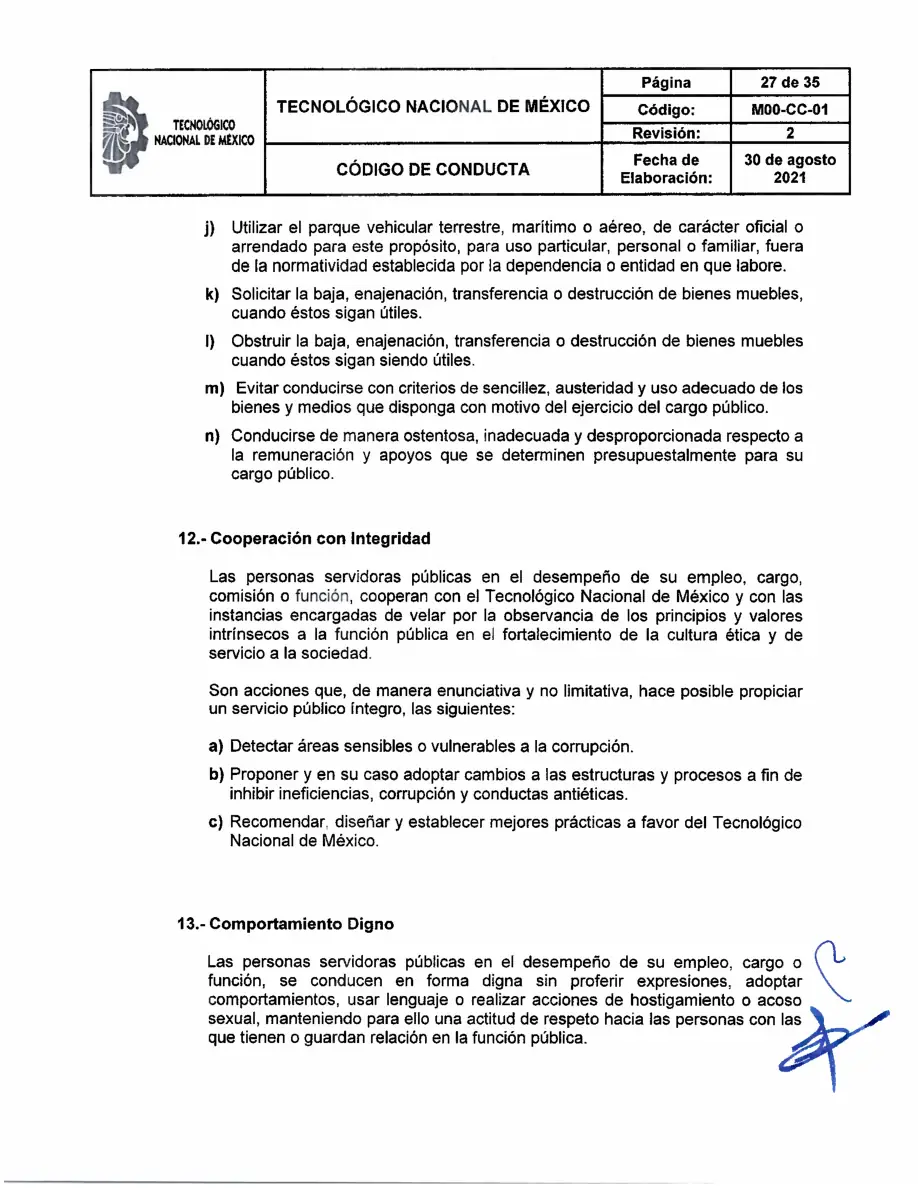 Página 27 de Código de Conducta del TecNM