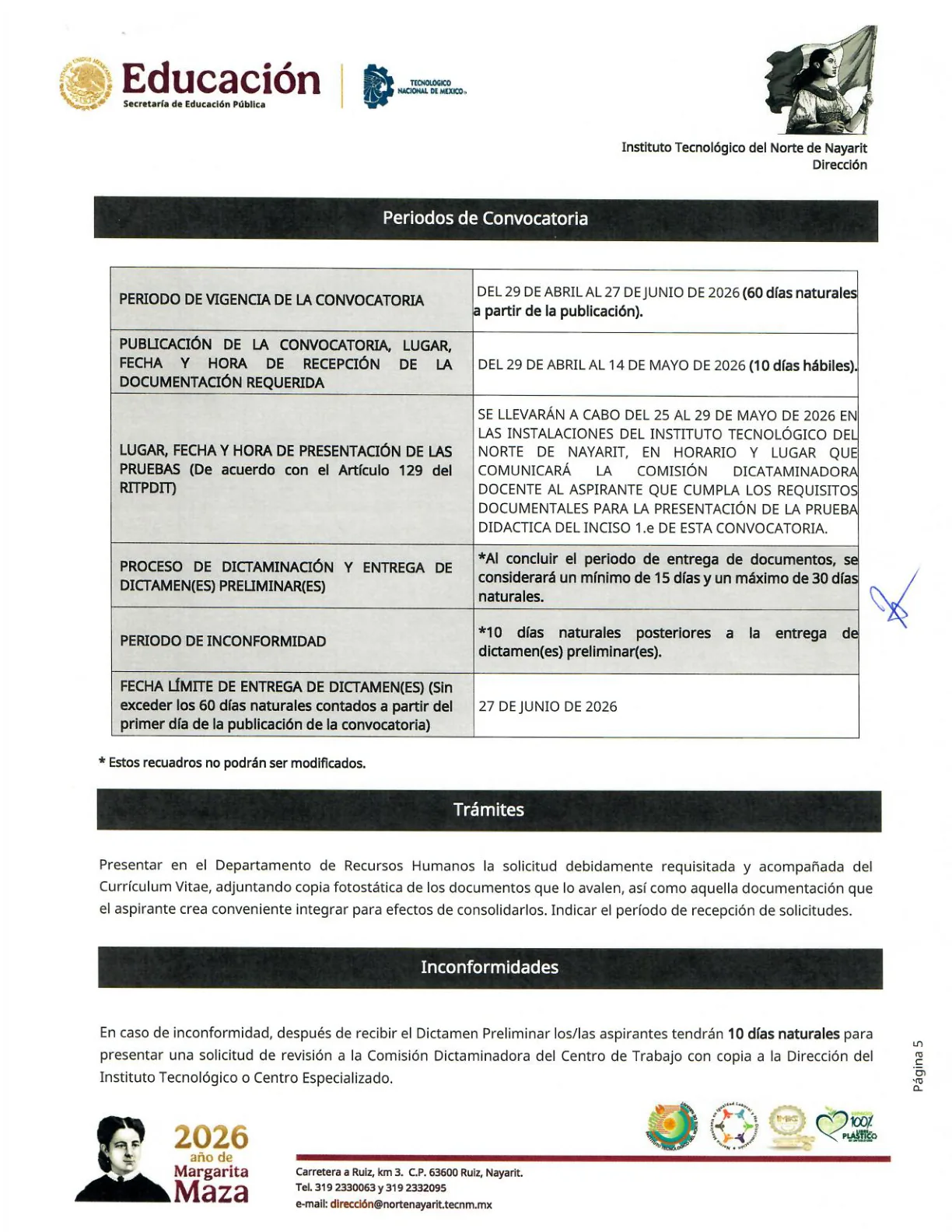 Página 5 de Convocatoria Docente N.º 02/2026
