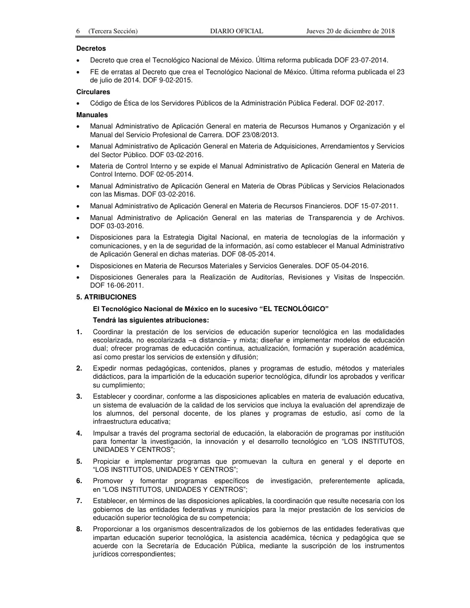 Página 6 de Manual de Organización General del TecNM