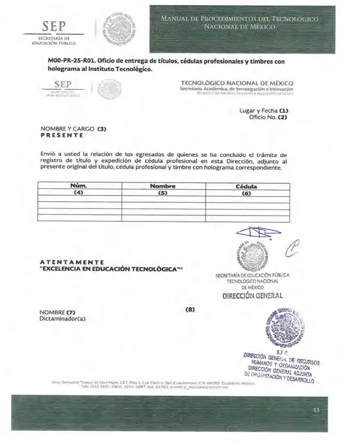 Página 170 de Manual de Procedimientos del TecNM