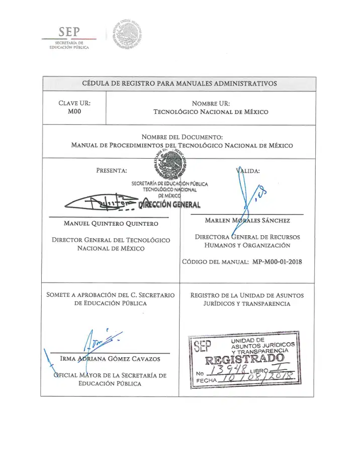 Página 2 de Manual de Procedimientos del TecNM