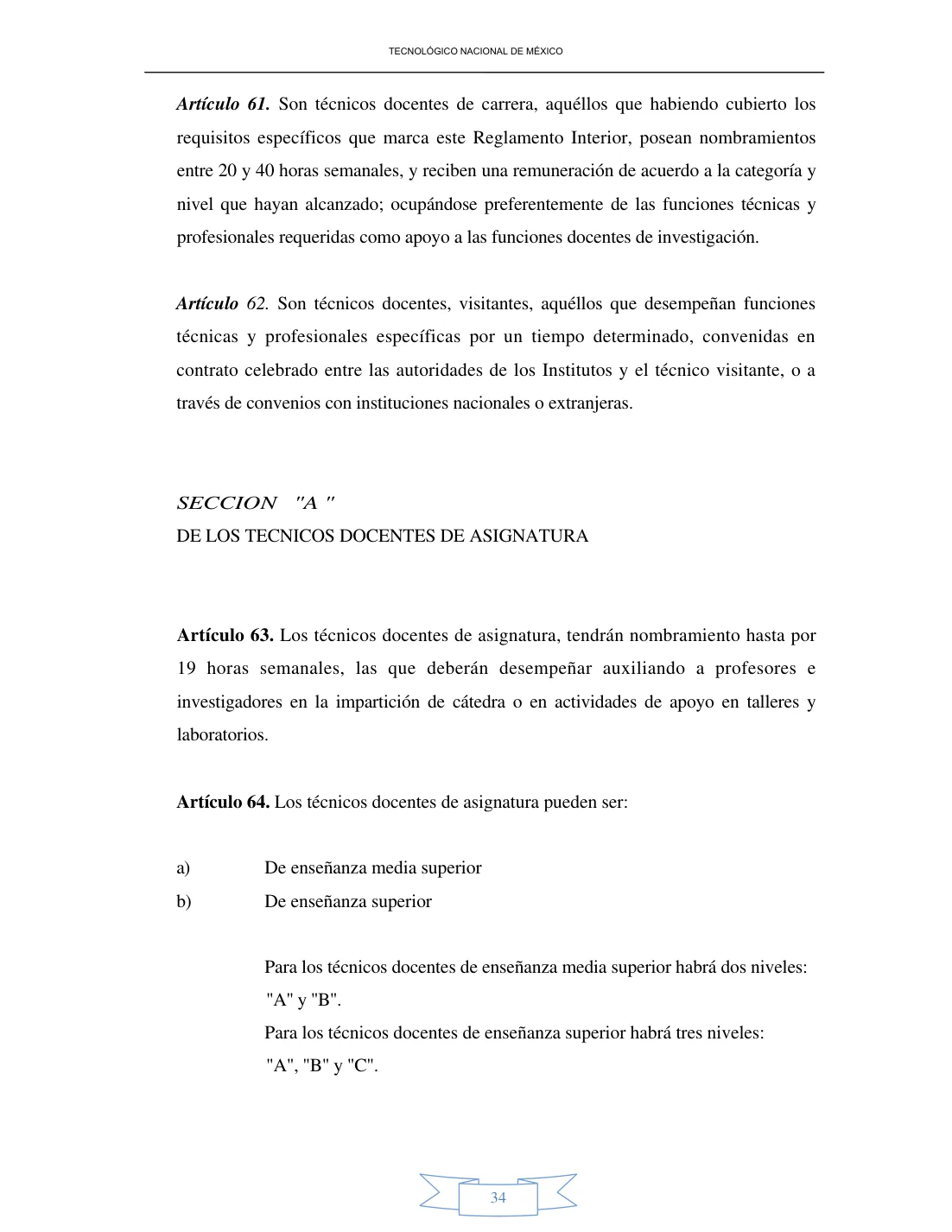Página 34 de Reglamento Interior de Trabajo del Personal Docente