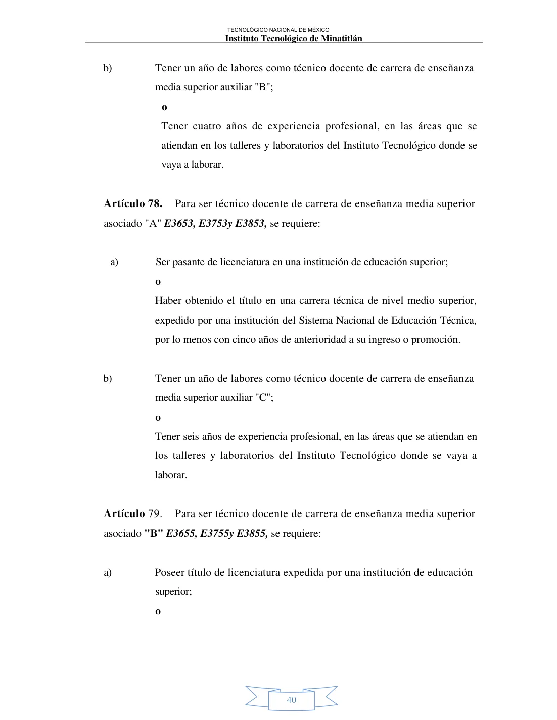 Página 40 de Reglamento Interior de Trabajo del Personal Docente