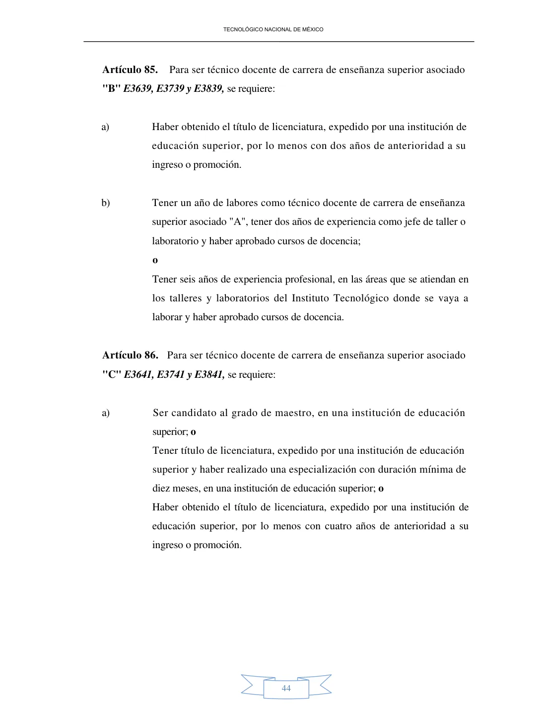 Página 44 de Reglamento Interior de Trabajo del Personal Docente