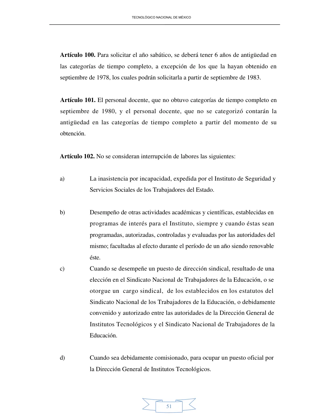 Página 51 de Reglamento Interior de Trabajo del Personal Docente