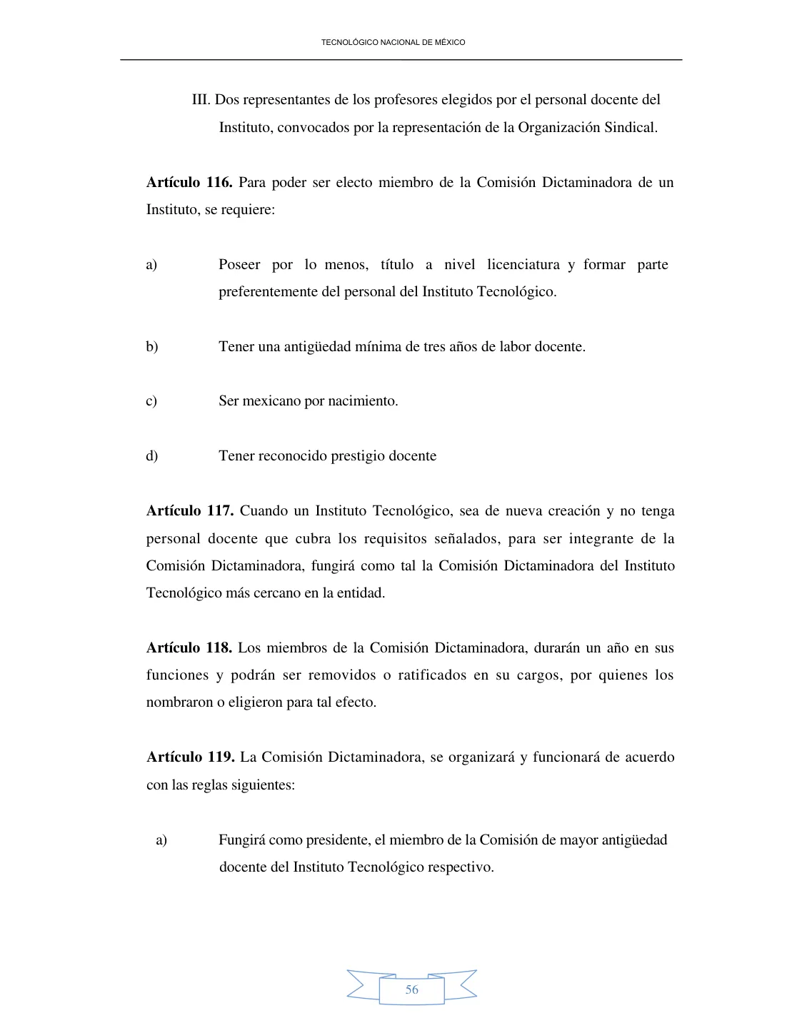 Página 56 de Reglamento Interior de Trabajo del Personal Docente