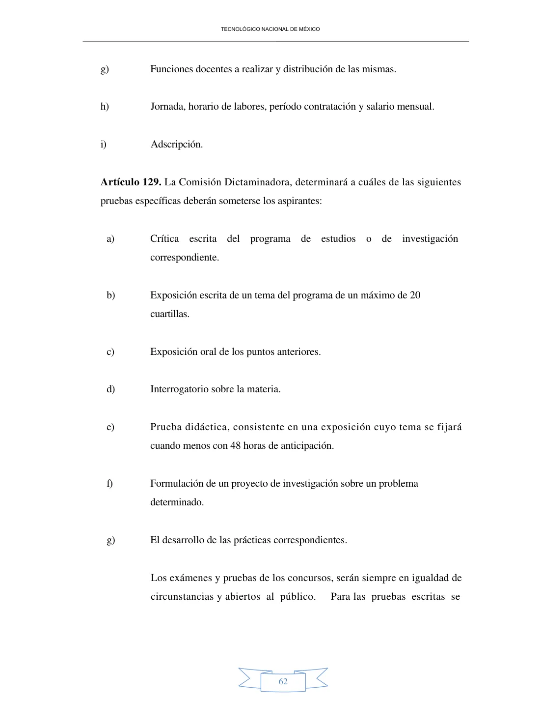 Página 62 de Reglamento Interior de Trabajo del Personal Docente
