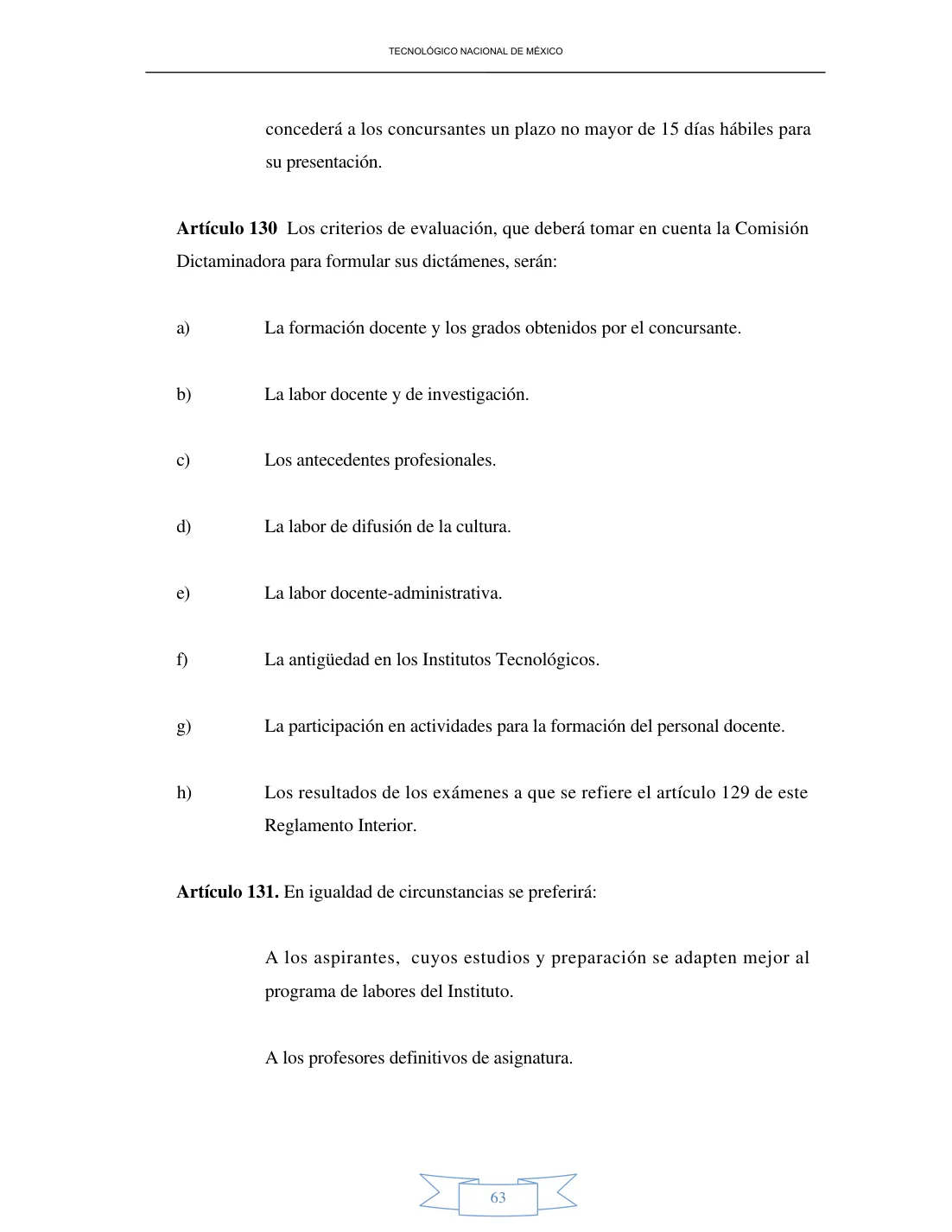 Página 63 de Reglamento Interior de Trabajo del Personal Docente