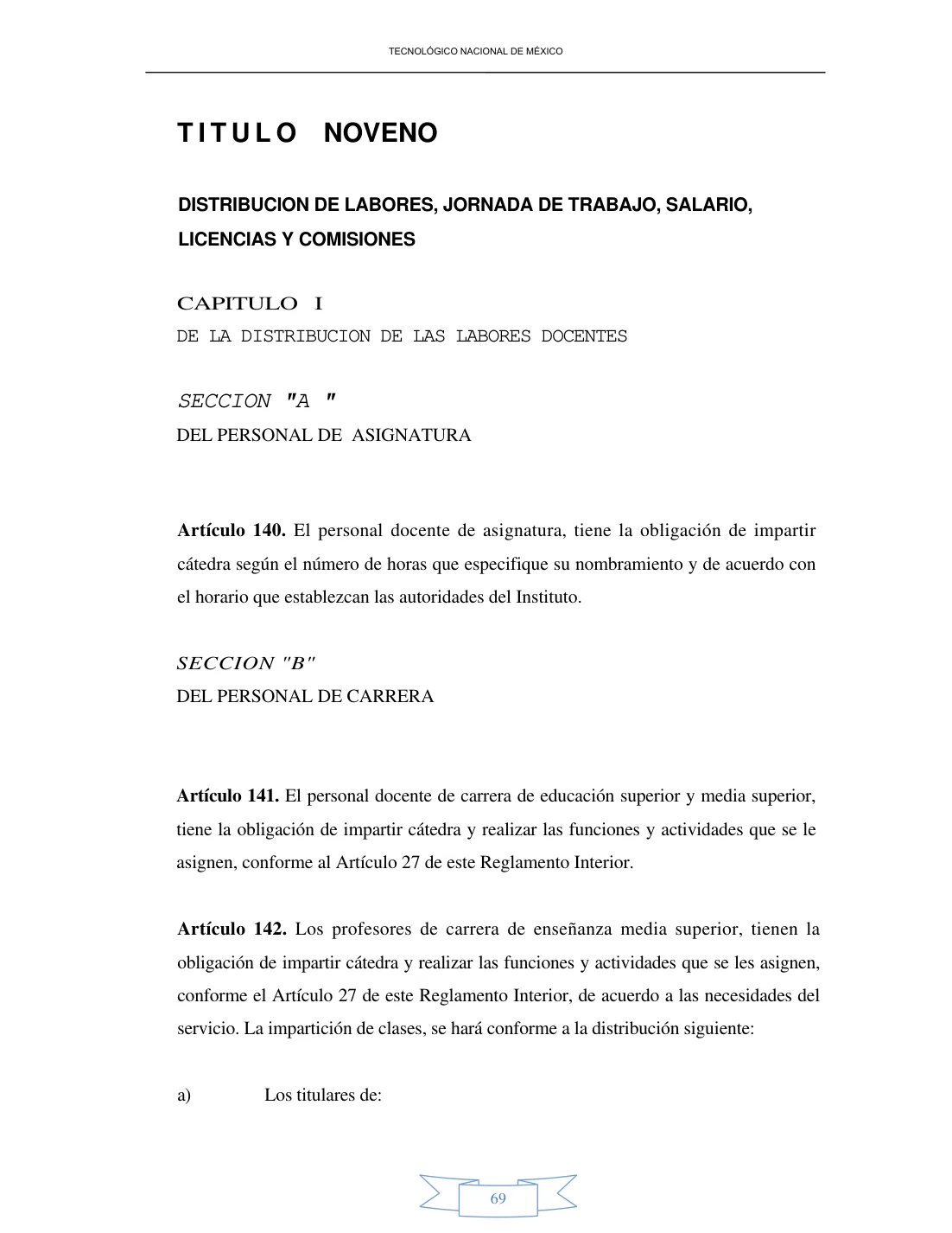 Página 69 de Reglamento Interior de Trabajo del Personal Docente