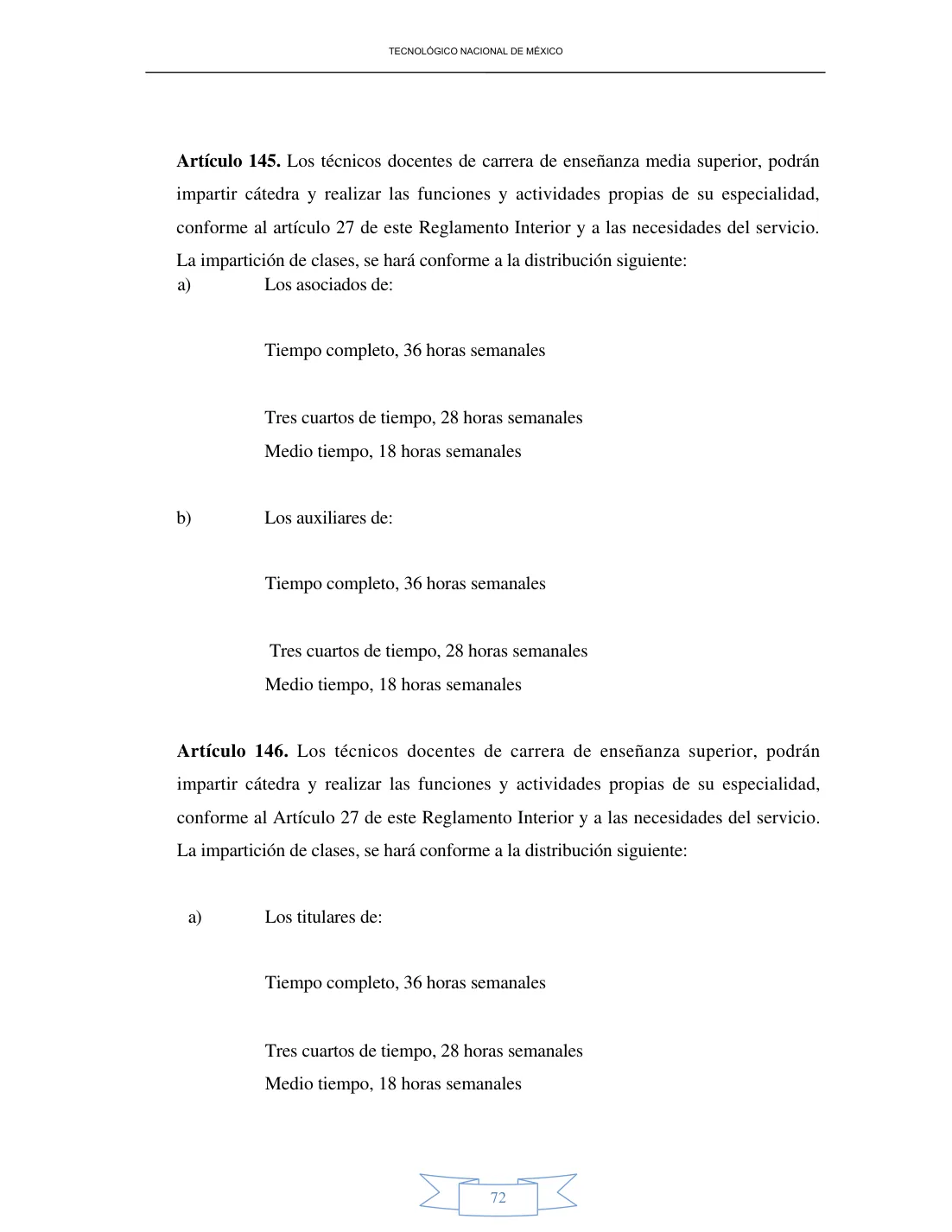 Página 72 de Reglamento Interior de Trabajo del Personal Docente