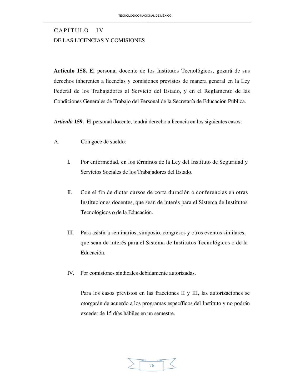 Página 76 de Reglamento Interior de Trabajo del Personal Docente