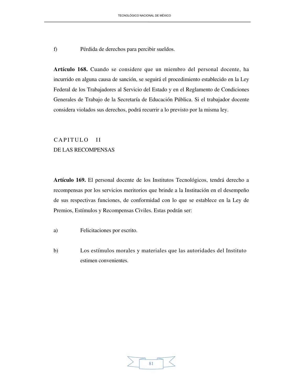 Página 81 de Reglamento Interior de Trabajo del Personal Docente