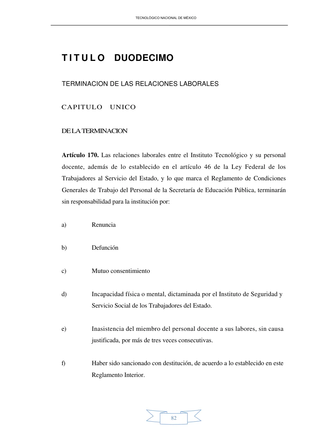 Página 82 de Reglamento Interior de Trabajo del Personal Docente