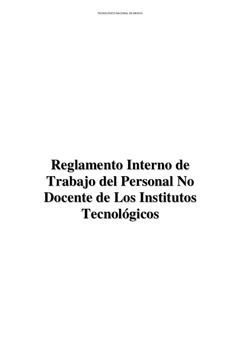 Página 1 de Reglamento Interior de Trabajo del Personal No Docente
