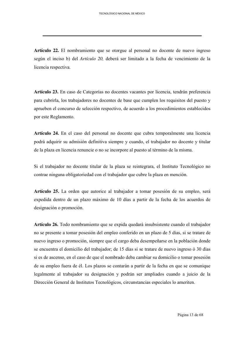 Página 14 de Reglamento Interior de Trabajo del Personal No Docente
