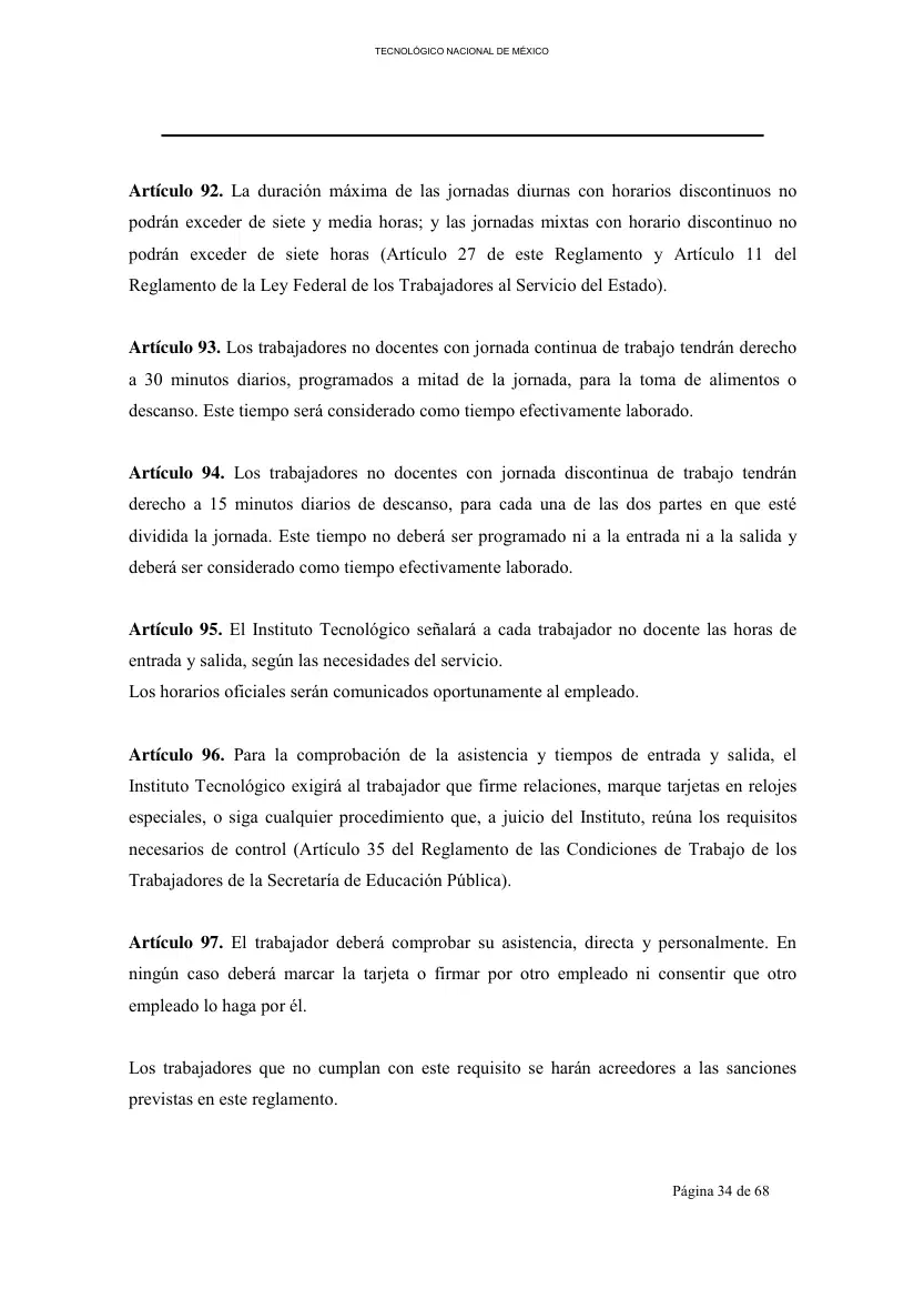 Página 35 de Reglamento Interior de Trabajo del Personal No Docente