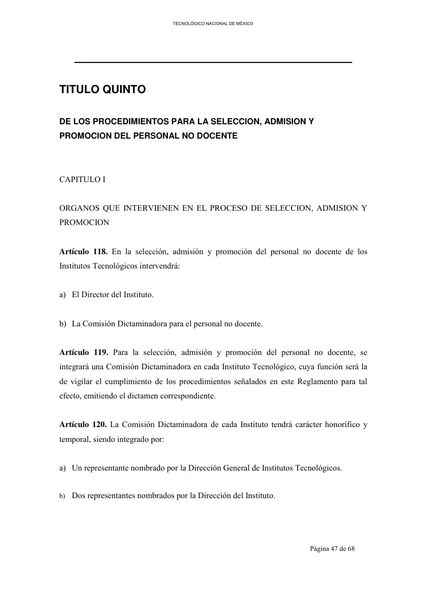 Página 48 de Reglamento Interior de Trabajo del Personal No Docente