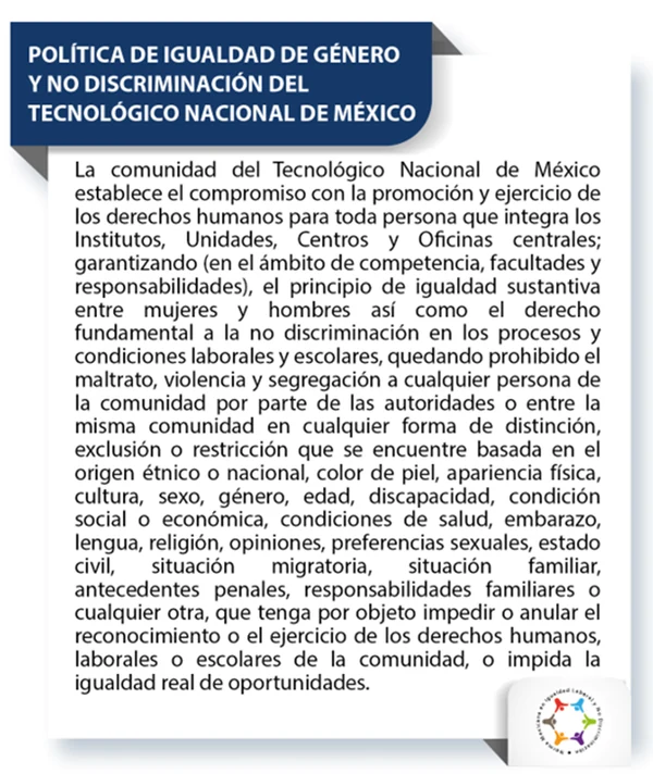 Política de igualdad de género y no discriminación del Tecnológico Nacional de México